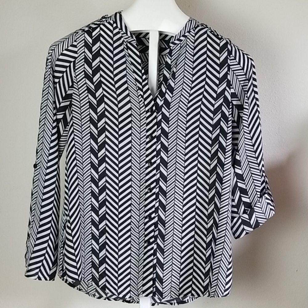 Women's Zac & Rachel Black white long sleeve top S